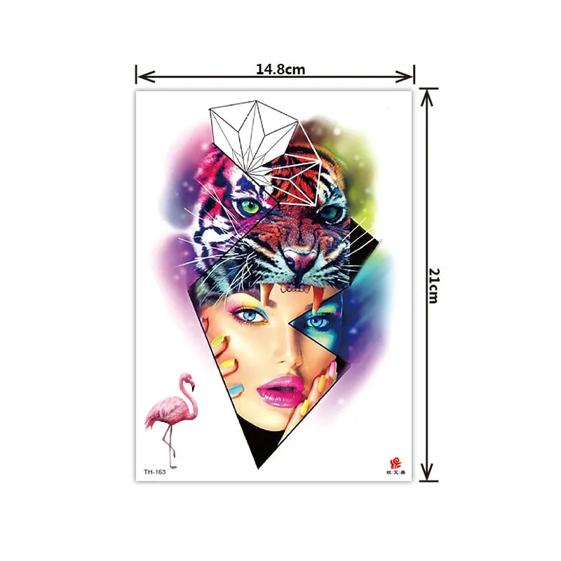 2021 New Plain Flower Arm Tattoo Sticker Flower Waterproof Tattoo Color Animal Tiger Tattoo Sticker