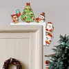 (US Local)Christmas Tree Snowman Reindeer Diamond Painting Door Corner Sign for Home Decor