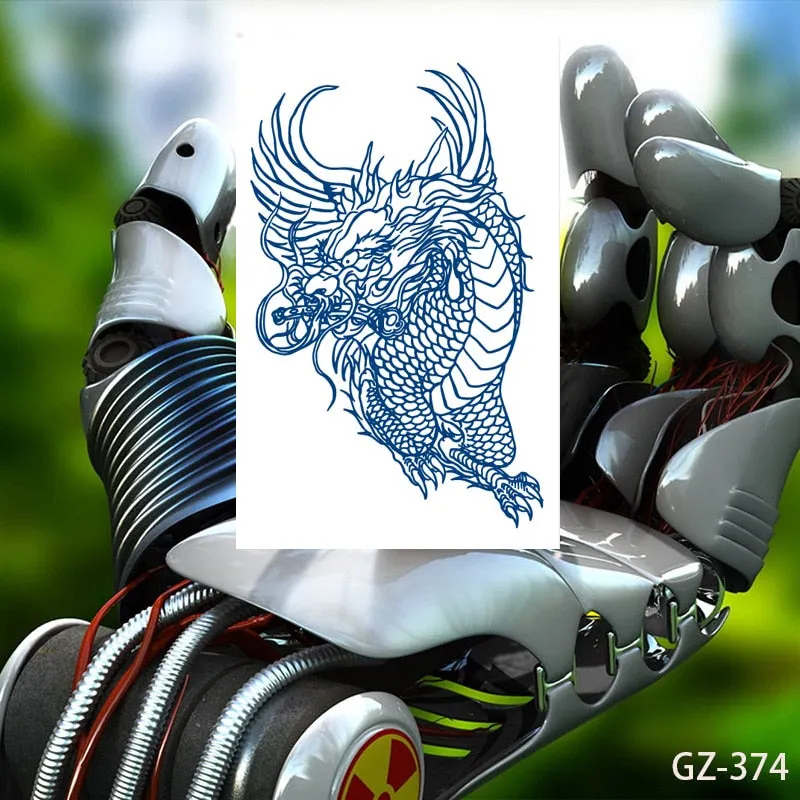 Temporary Tattoo Stickers Dragon Eagle Juice Timberwolves Ink Lasting Waterproof Natural Arm Body Chest Realistic Art Fake Tatoo