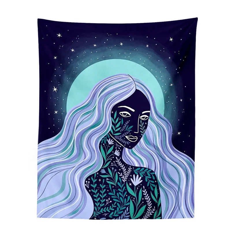 Indian Moon Phase Girl Mandala Tapestry Wall Hanging Boho decor macrame hippie Witchcraft Tapestry wall decoration cloth
