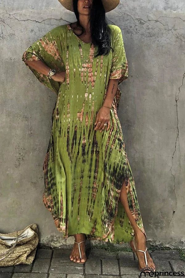 Live Freely Tie Dye Boho Loose Cover-up Dress