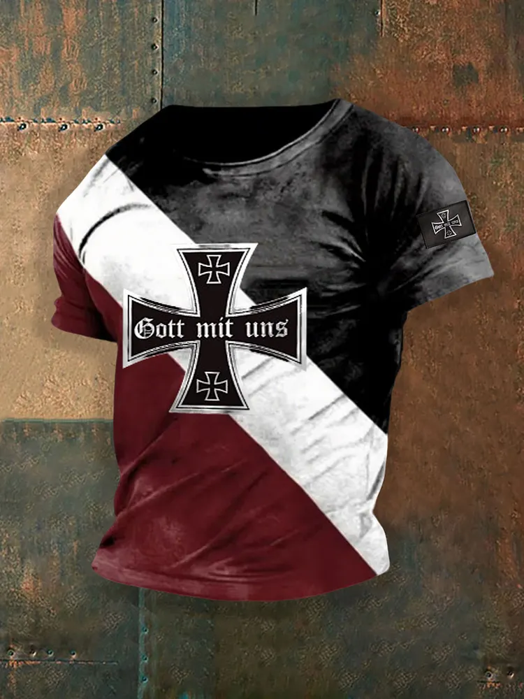 Herren Gott mit uns bedrucktes T-Shirt mit kurzen &Auml;rmeln