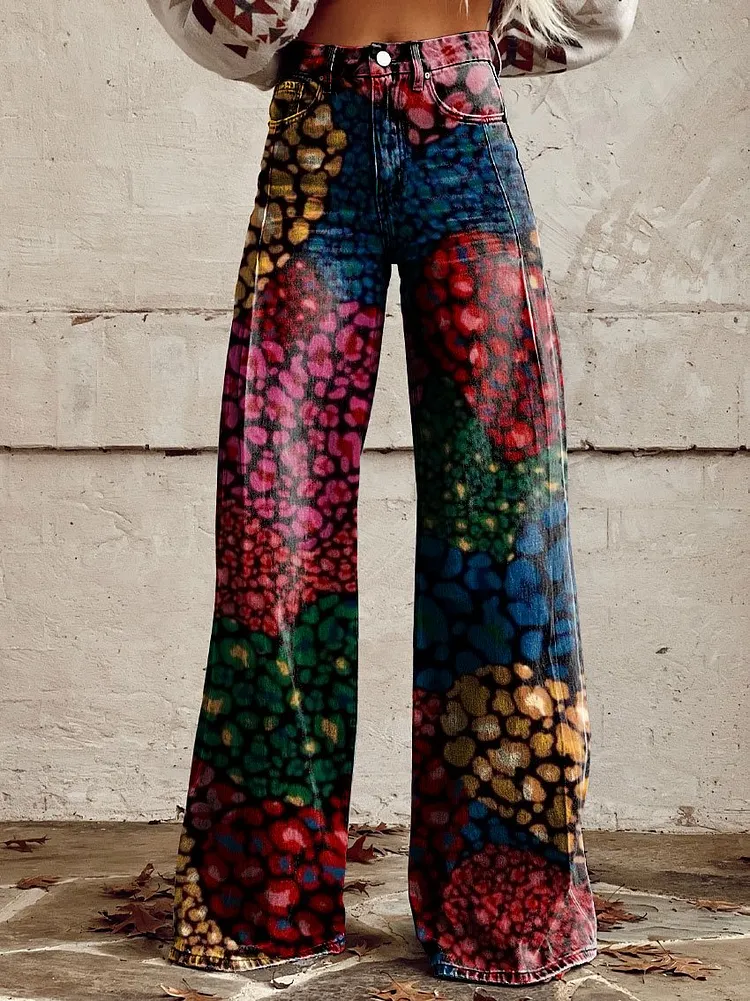 Women's Vintage  Print Casual Wide Leg Pants