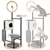 [US Local Warehouse] 66-Inch Cat Tree with Scratching Post Cat Tower Multi-Level Cats Furniture with Dangling Ball Platform Hammock for Indoor Cats Large Adult