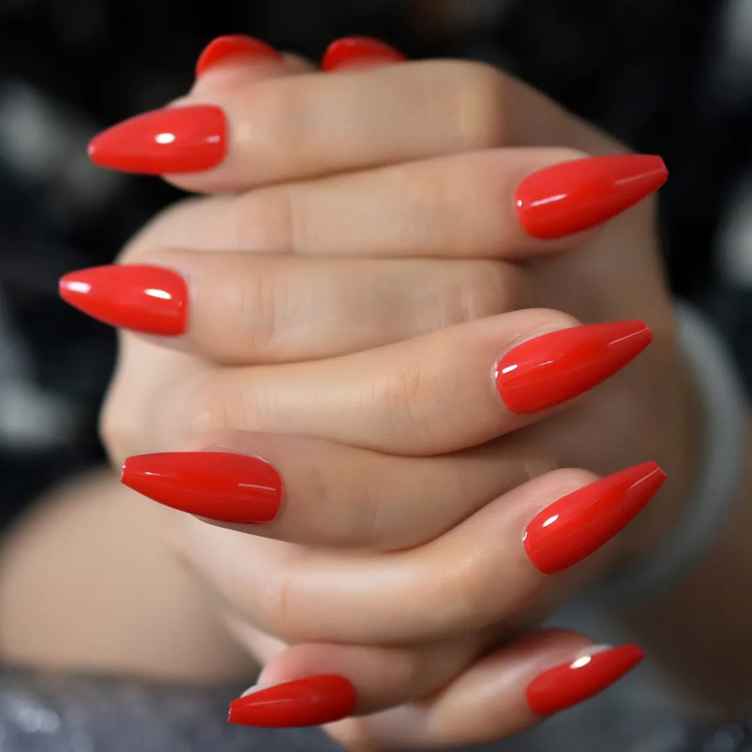 Medium Nails Glossy Manicure Fake Nails Coffin Pure Color Chooseful UV Nails False Fingernails Tips Supplies For Profrssionals-Nail Inspo