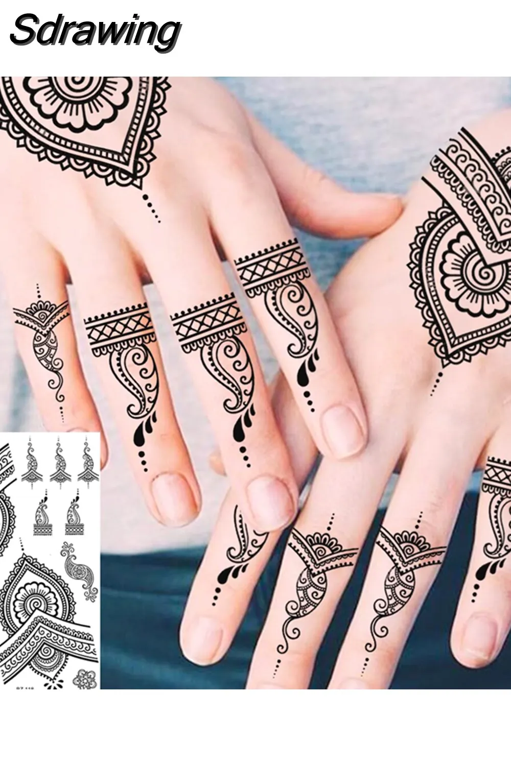 Sdrawing Peony Flower Temporary Tattoos For Women Adults Realistic Compass Moon Pendant Fake Tattoo Sticker Arm Body Tatoos 507-1