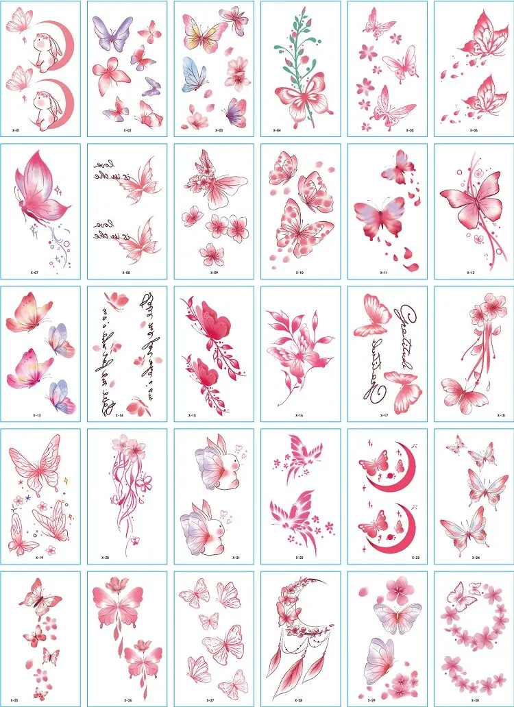 30Pcs/Set No Repeat Flower Temporary Tattoo Stickers Waterproof Tattoos For Women Sexy Arm Clavicle Body Art Hand Foot for Girl