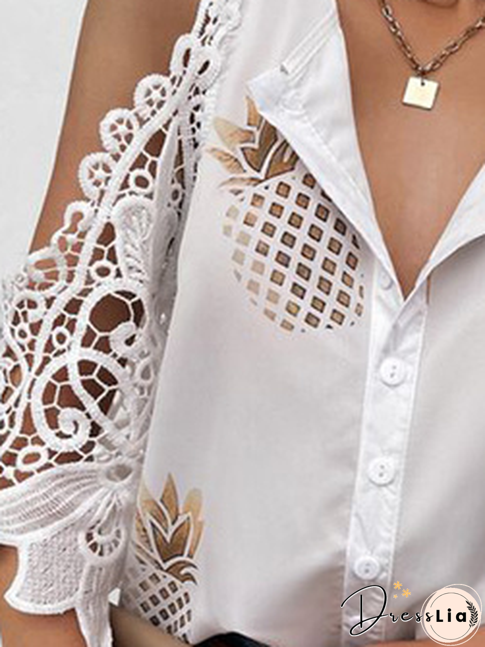 Casual Loosen Shirt Collar Mid Sleeve Blouse
