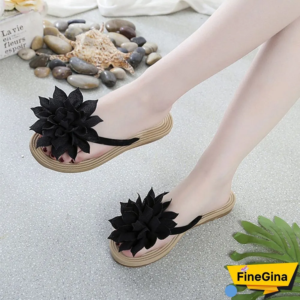 Summer Student Sandals And Slippers Flowers Flat Bottom Casual Fashion Flip Flops