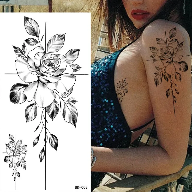 Sdrawing Tattoos New Flash Waterproof Temporary Tattoo Sticker Lip Print Flowers Butterfly Body Art Arm Fake Sleeve Tatoo for Women