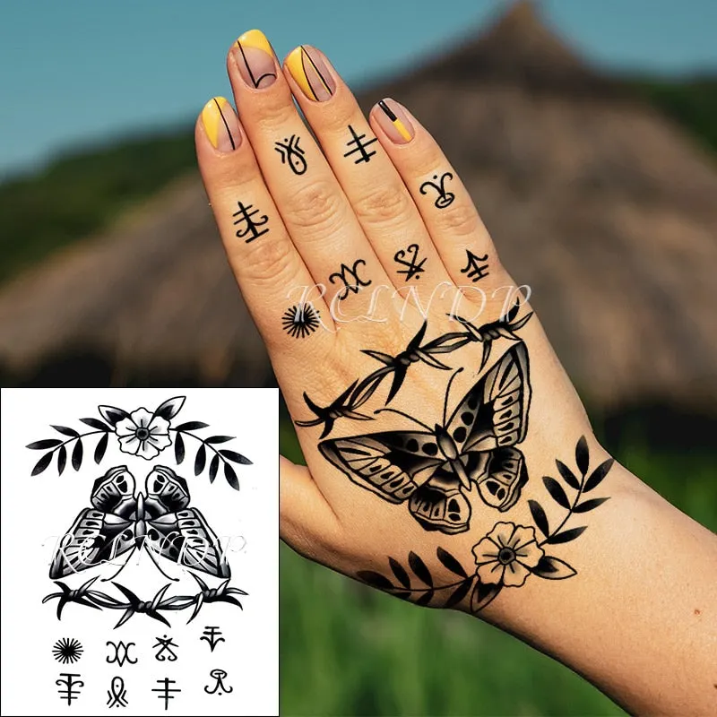 Waterproof Temporary Tattoo Sticker Satan Lucifer Circle Steering Fake Tatto Flash Tatoo Hand back Art Tattoos for Boy Women Men