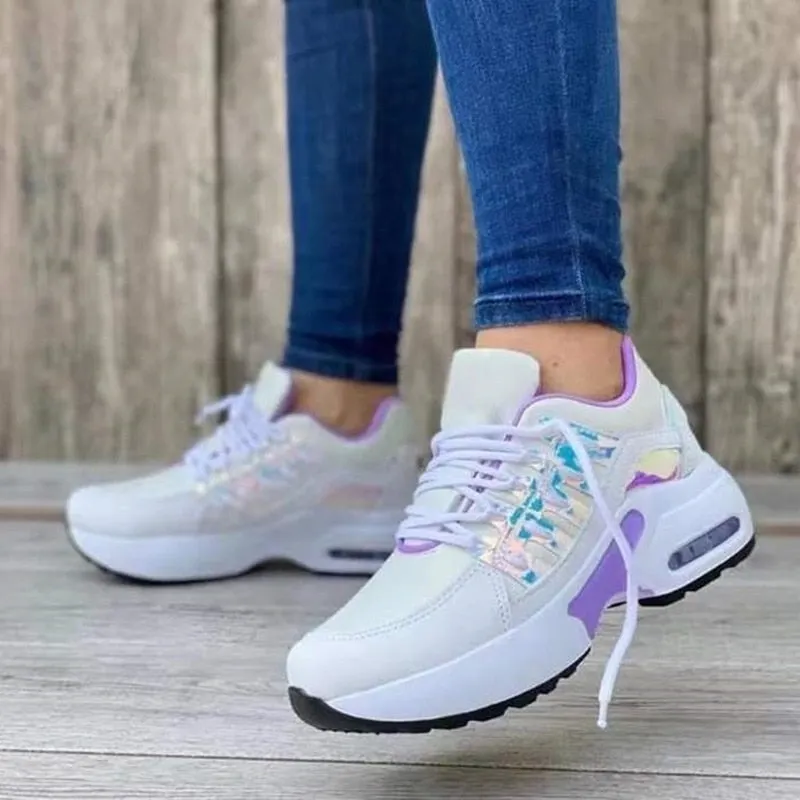 Wedge Platform Sneakers 2022 New Fashion Plus Size Casual Sports Shoes Women Lace-up Mesh Breathable Women's Vulcanized Shoes