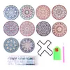 12Pcs/set Diamond Painting Mandala Coaster Cup Cushion with Rack Home Decor