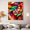 (Big Size)Color Half Face Girl - 11CT Stamped Cross Stitch - 50*60cm