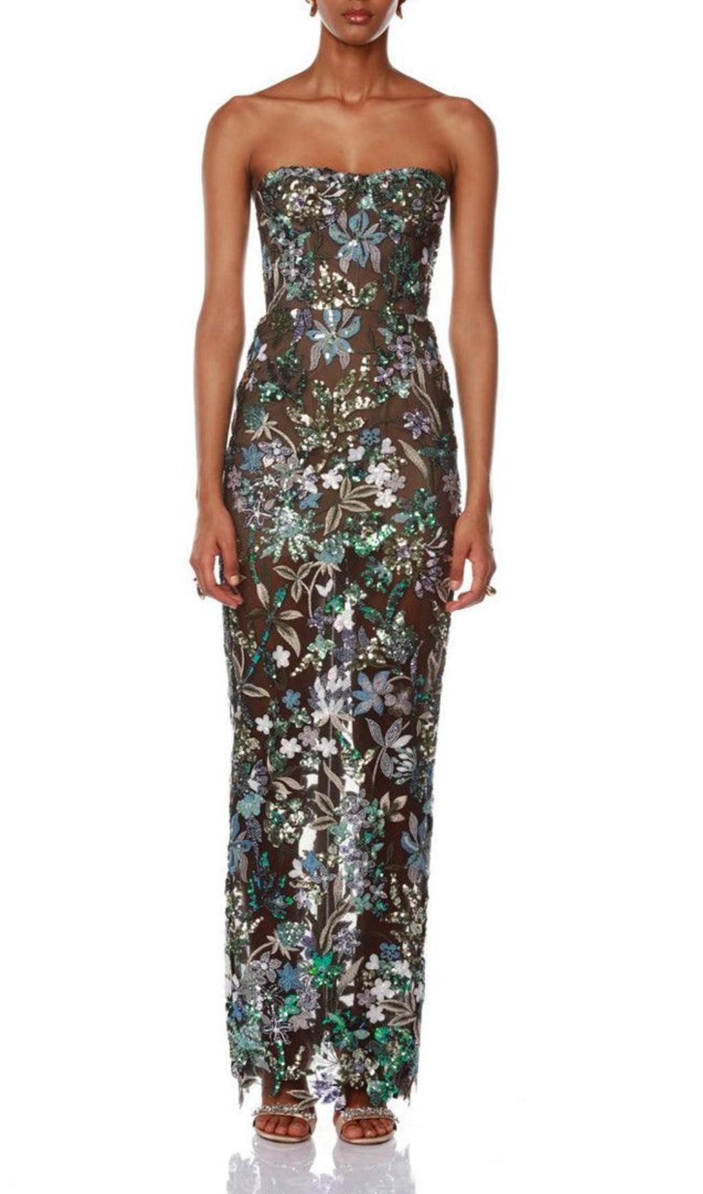 Azul Strapless Sequin Maxi Dress Flowering Girl
