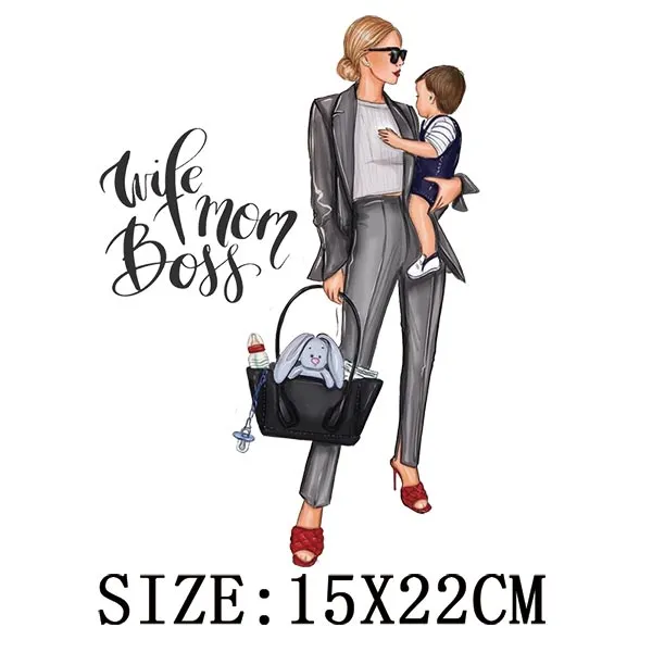 Mom&Children Thermal Stickers On T-shirt DIY Washable Patch On Clothes Lovely Design Iron On Transfer For Hoodies Hat Decoration