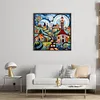 Colorful Houses - 14CT Stamped Cross Stitch - 40*40cm