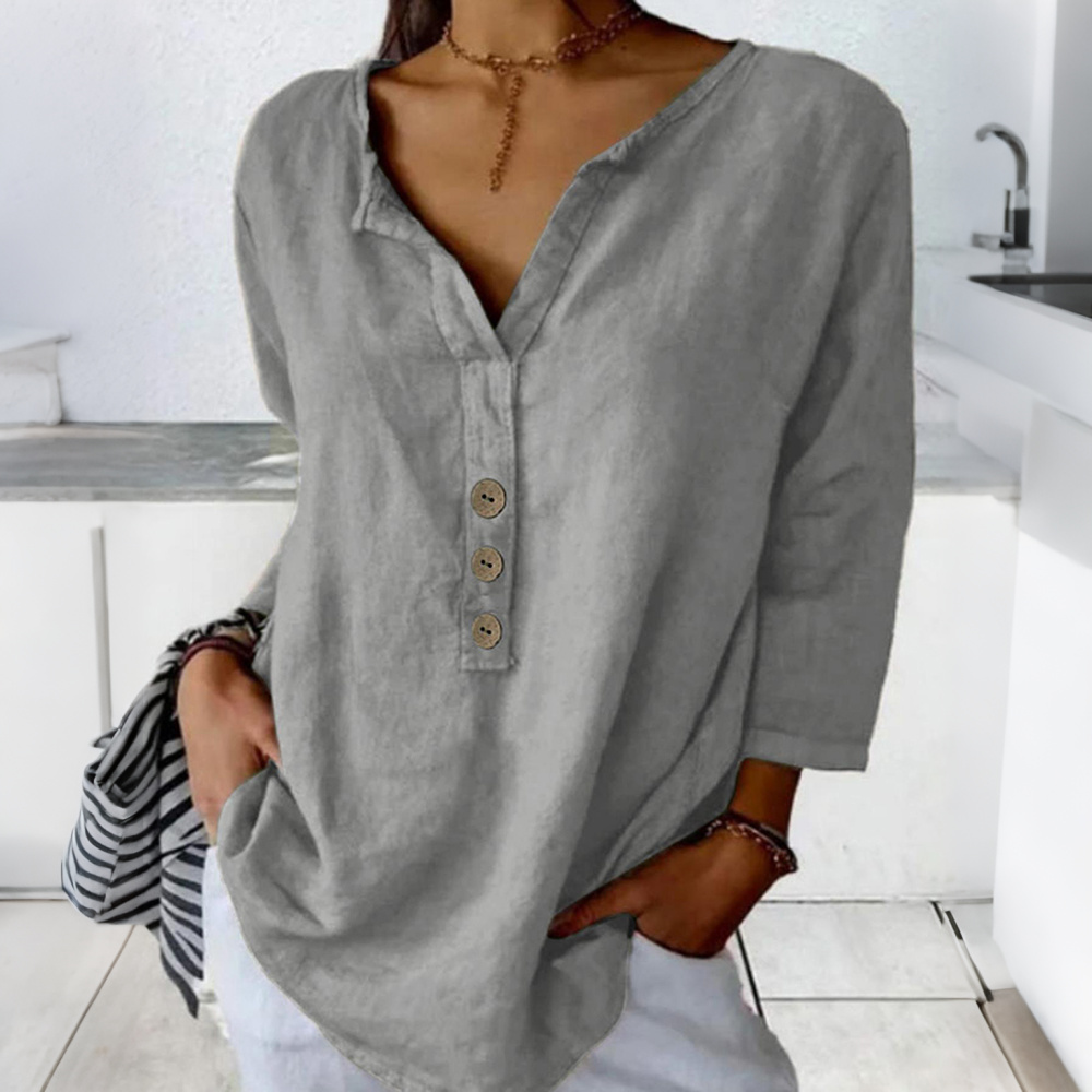 Casual Button-down Solid Color Notched Collar Shirt elevenforest