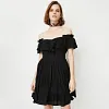 ONLY Brand 2018 NEW slash neck embroidery vintage simple V-Neck ruffled hem women dress |118107671