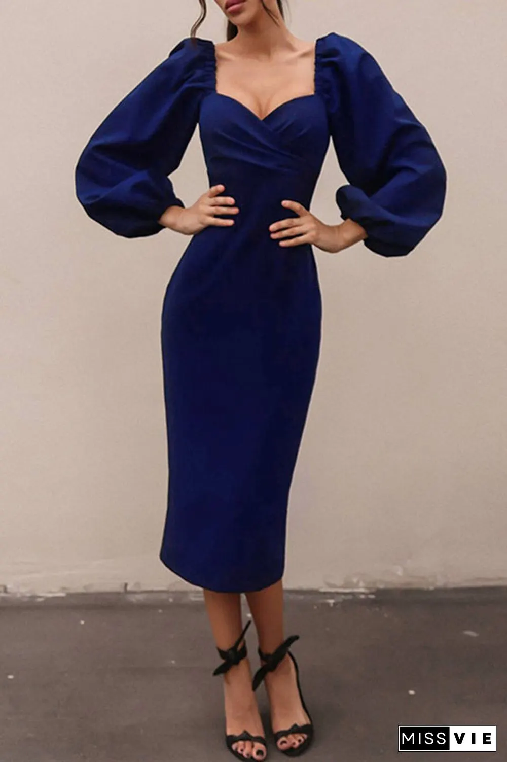 Sexy Elegant Solid Backless V Neck Princess Dresses