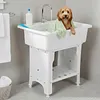 [US Local Warehouse] Freestanding Utility Sink Plastic Wash Basin w/ Washboard & Faucet Laundry Pool Laundry Tub Kit for Room Basement Garage