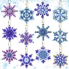 12PCS Diamond Painting Snowflakes Double Sided Keychain