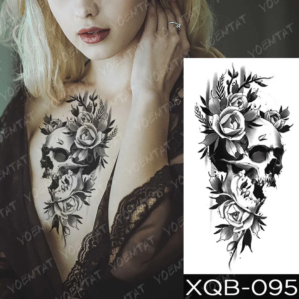 Sdrawing Sdrawing Temporary Sleeve Arm tattoo Sticker Lion Clock Tiger Gear Skeleton Rose tattoos Body Art Fake tatoo Men Women Black