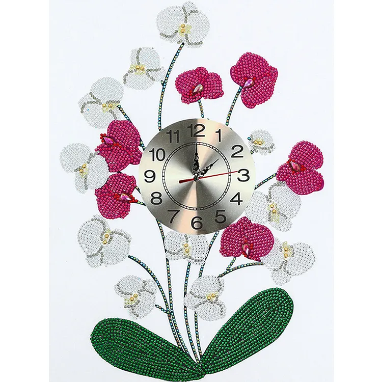 【Clock】DIY Part Special Shaped Diamond Clock 5D Mosaic Painting Kit (Orchid DZ620) gbfke
