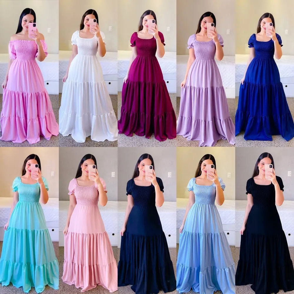 Brownm Brownm New Spring And Summer Women's Dress A Word Broken Shoulder Long Pure Fairy Dress