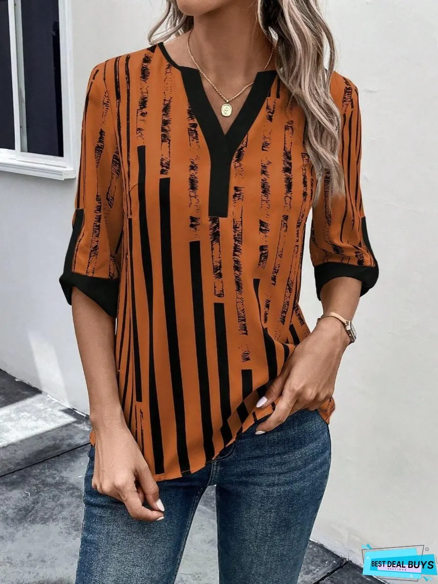 Color Block Floral Print Half Sleeve Shirt