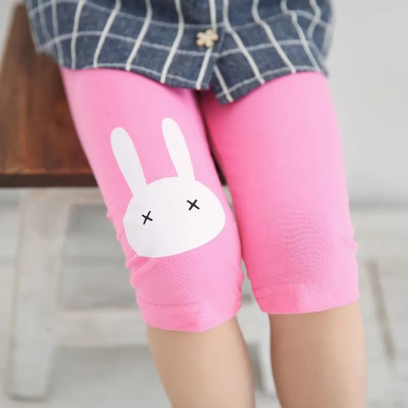 Children Cotton Leggings Summer Bottoms Rabbit Footless Girls Knee Length Pants Kids Pants Casual Trousers 2-10years