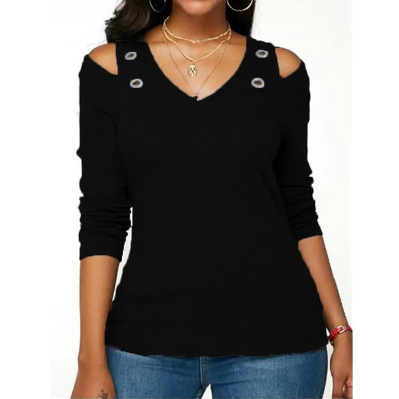V-Neck Strapless Long-Sleeved T-Shirt Sweater