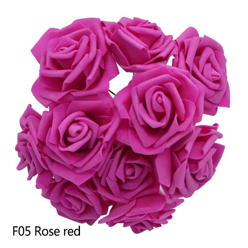 25 Heads 8CM New Colorful Artificial PE Foam Rose Flowers Bride Bouquet Home Wedding Decor Scrapbooking DIY Supplies