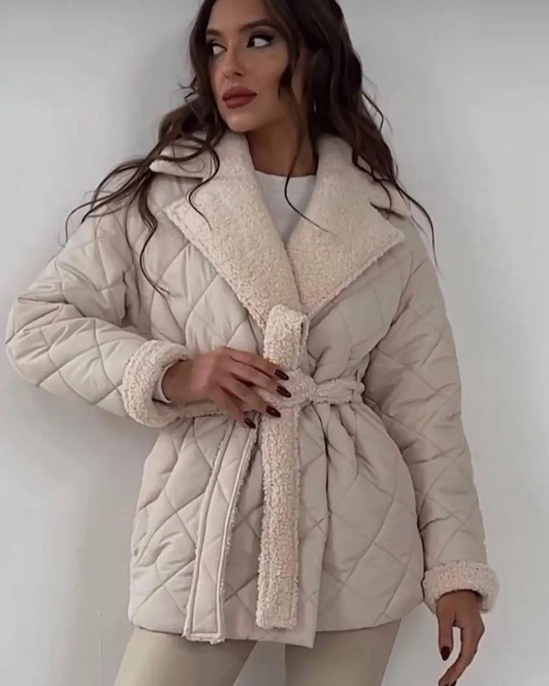 Nigikala Nigikala Collar Short Cotton Suit 2025 Women's Fashion Design Belt Coat Woman