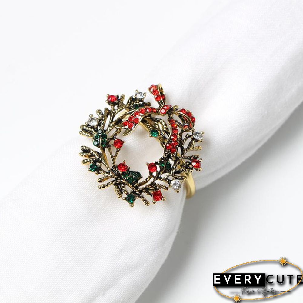 Metal Christmas Napkin Rings Holders Wreath Elk Christmas Tree Ring for Holiday Christmas Thanksgiving Home Table Decoration