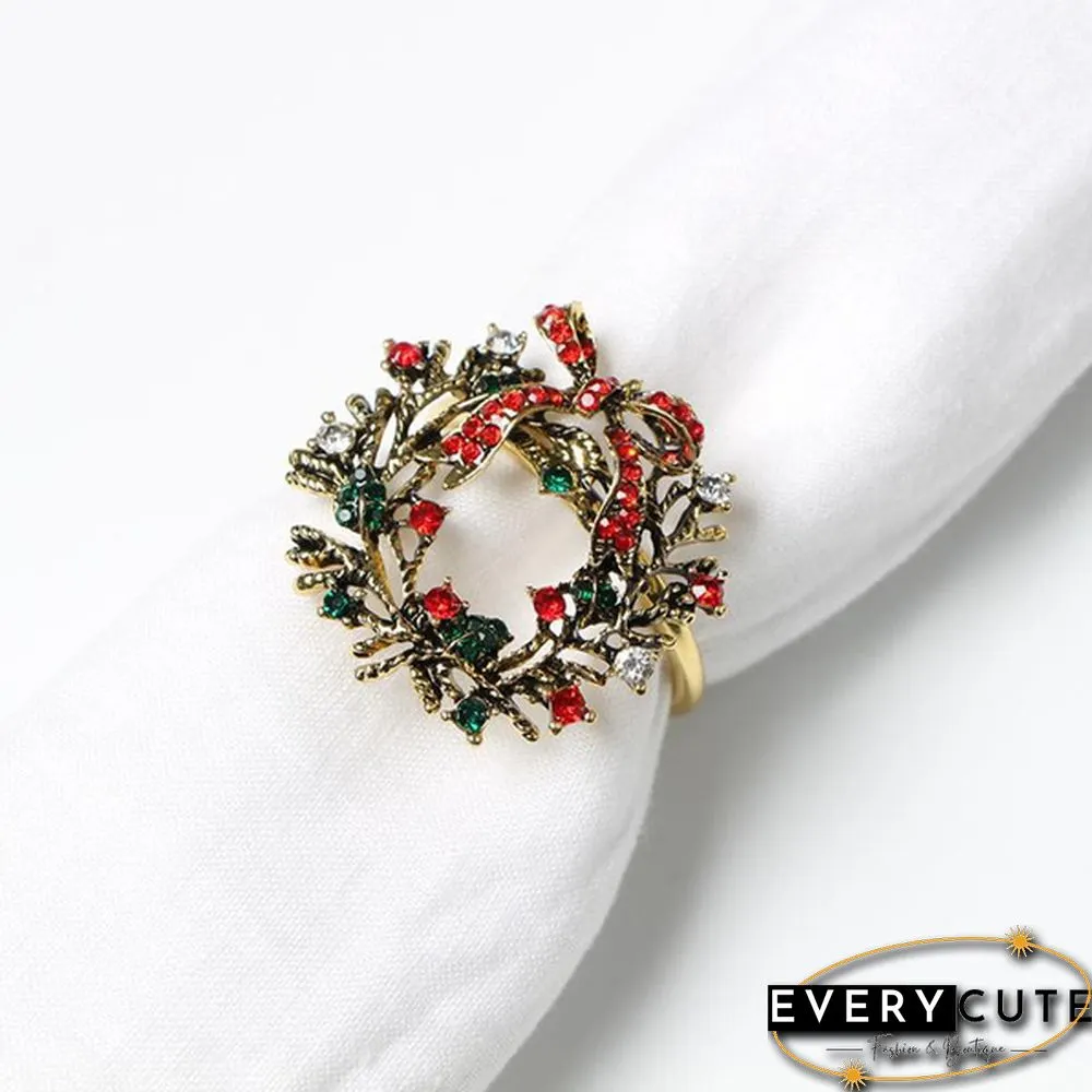 Metal Christmas Napkin Rings Holders Wreath Elk Christmas Tree Ring for Holiday Christmas Thanksgiving Home Table Decoration