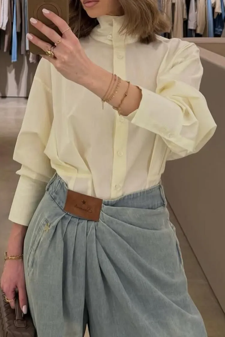 Light Blue Wrap Waist Wide Leg Jeans