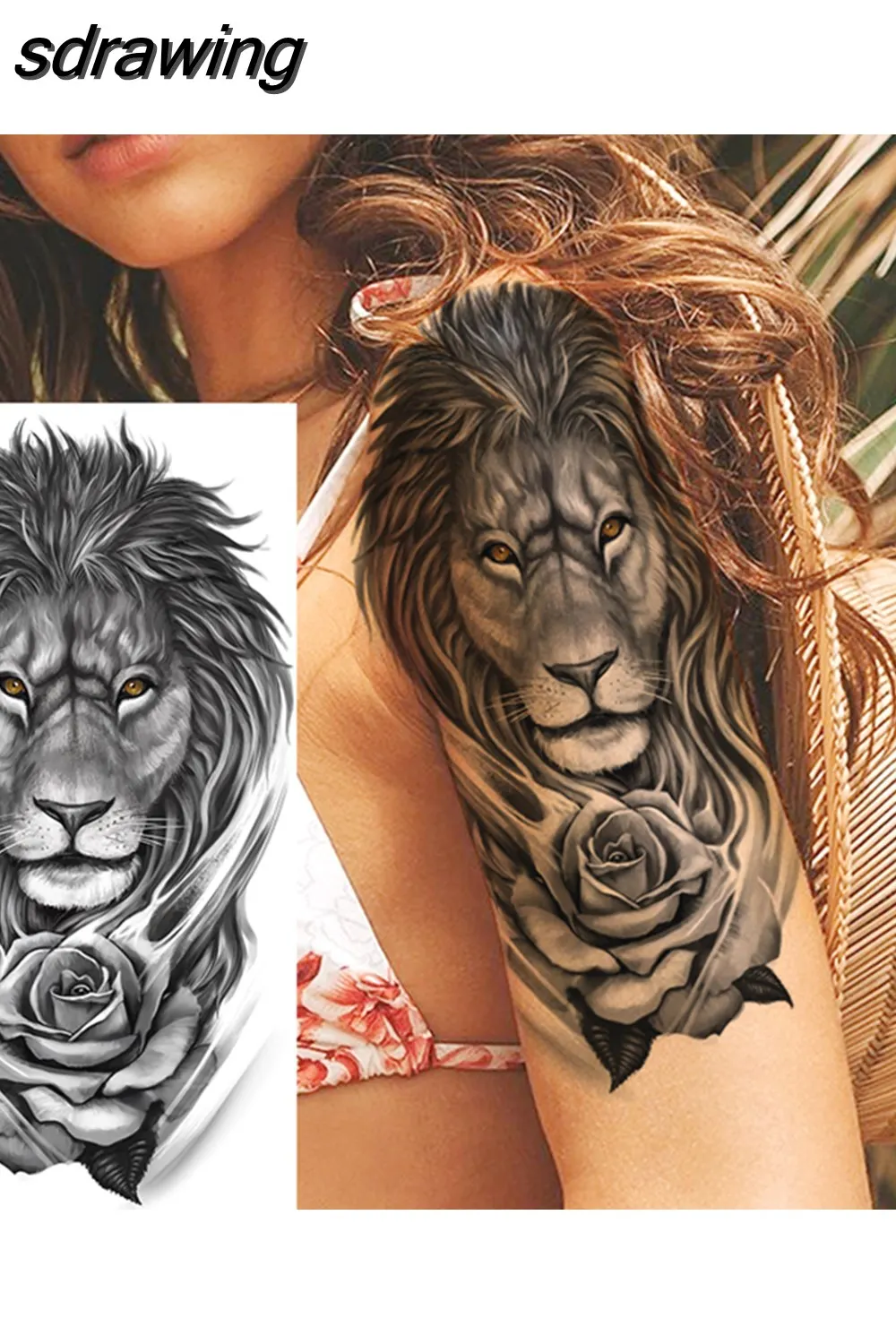 sdrawing Realistic Black Devil Temporary Tattoos For Men Adult Tiger Pirate Skeleton Vampire Fake Tattoo Forearm Scary Tatoo Joker