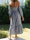 Fashion Plaid Bandeau Bandage Off-The-Shoulder Long Sleeves Midi Dress