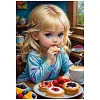 Blonde Little Girl Eating Breakfast-11CT Stamped Cross Stitch 40*55cm/15.75*21.65in