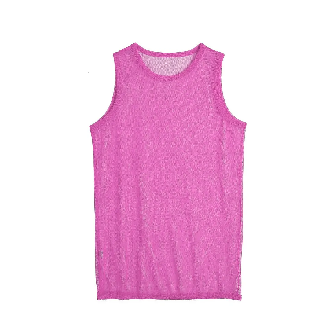 Sexy Sheer Mesh Tank Tops See-through Fishnet Slim Fit Tank Gym Muscle Vest T-Shirt Costume Handsome Men Summer Club Tee Clothin