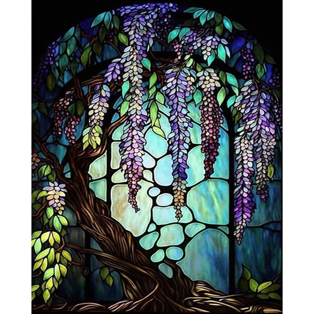 Wisteria Tree Glass Painting-Paint by Numbers-30*40cm/40*50cm