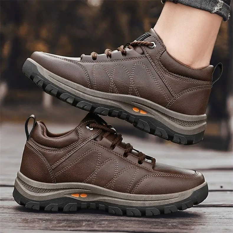  Men's Casual Hand Stitching Leather Arch Support Shoes