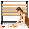 [US Local Warehouse] Fabric Roll Storage Rack with Wheel Large Textile Fabric Display Rack Floor-To-Ceiling Adjustable Hanging Rod Bracket Display Shelf Movable Organizer Holder for Curtain/Wallpaper/Tablecloth