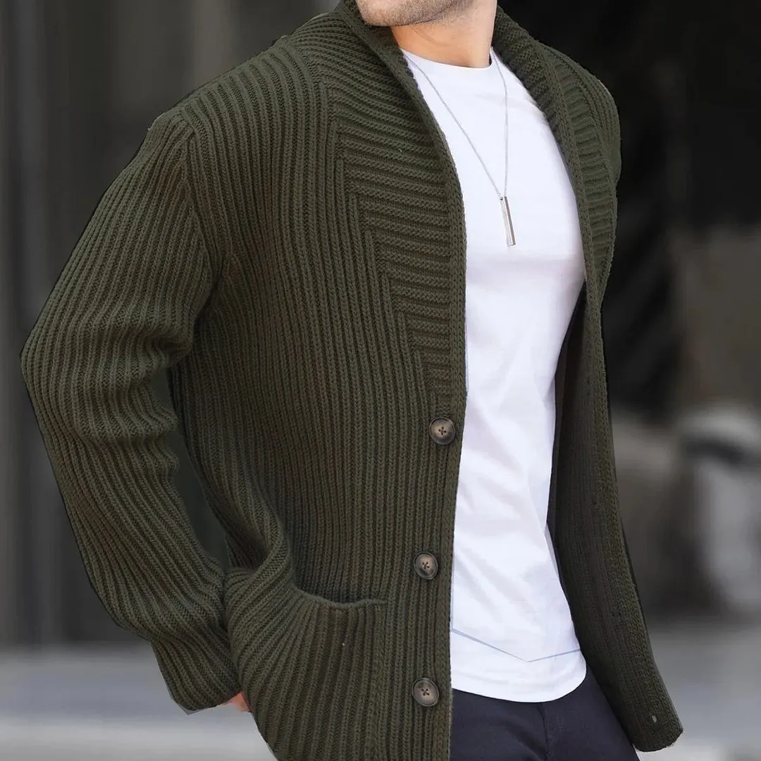 Brownm Brownm Men's New Cardigan Sweater Autumn And Winter Men's Long Sleeve Knit Sweater Men's Coat