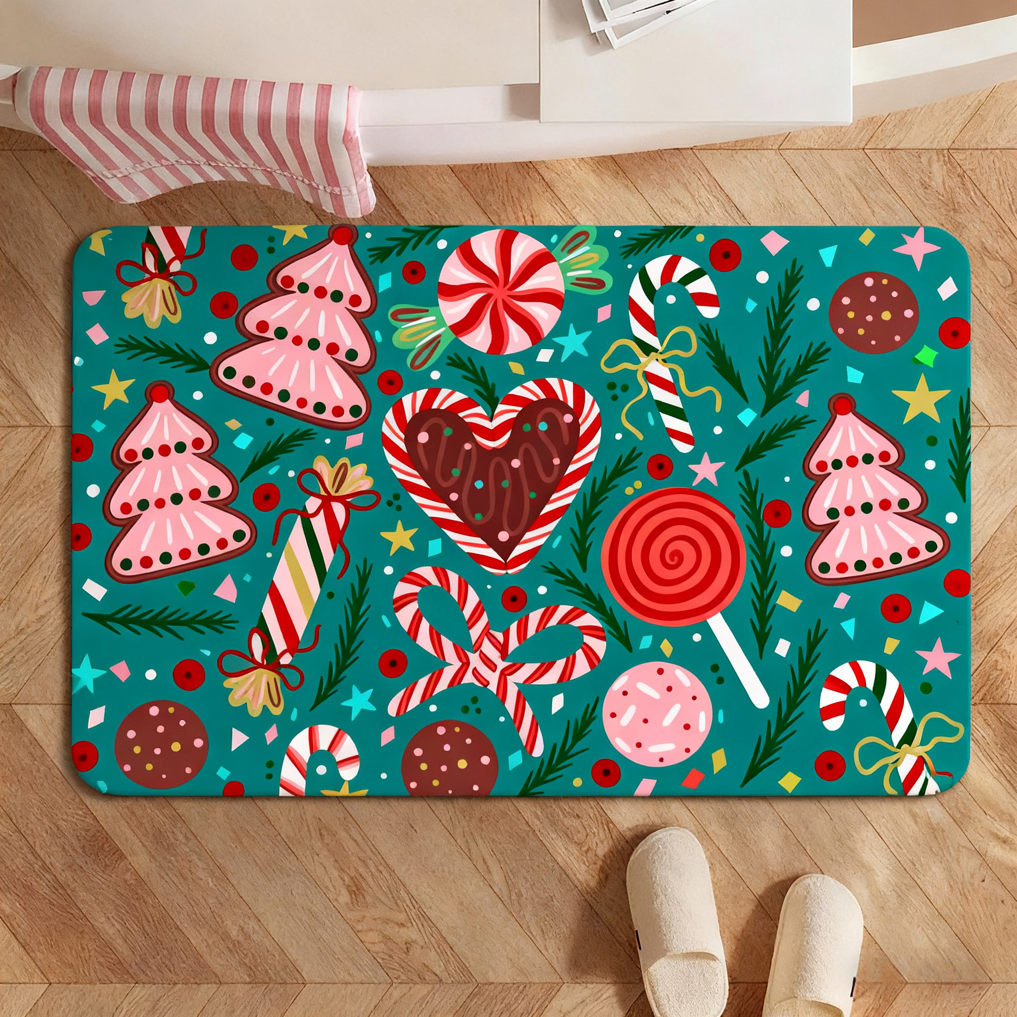 Christmas Candy Flower Doormat