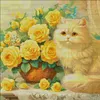 (US Local)Rose Cat-14CT Stamped Cross Stitch Kit(61x61cm)