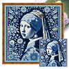 Blue And White Porcelain-Pearl Earring Girl-14CT Stamped/Counted Cross Stitch 40*40cm/15.75*15.75in