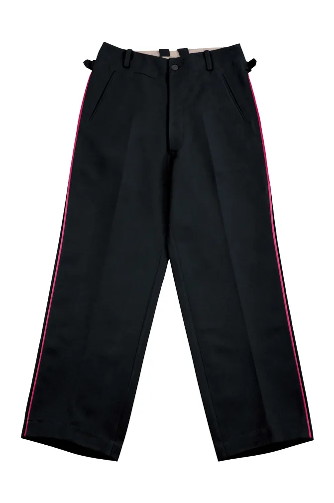   German Fire Police Officer Black Gabardine Trousers With Pipe German-Uniform