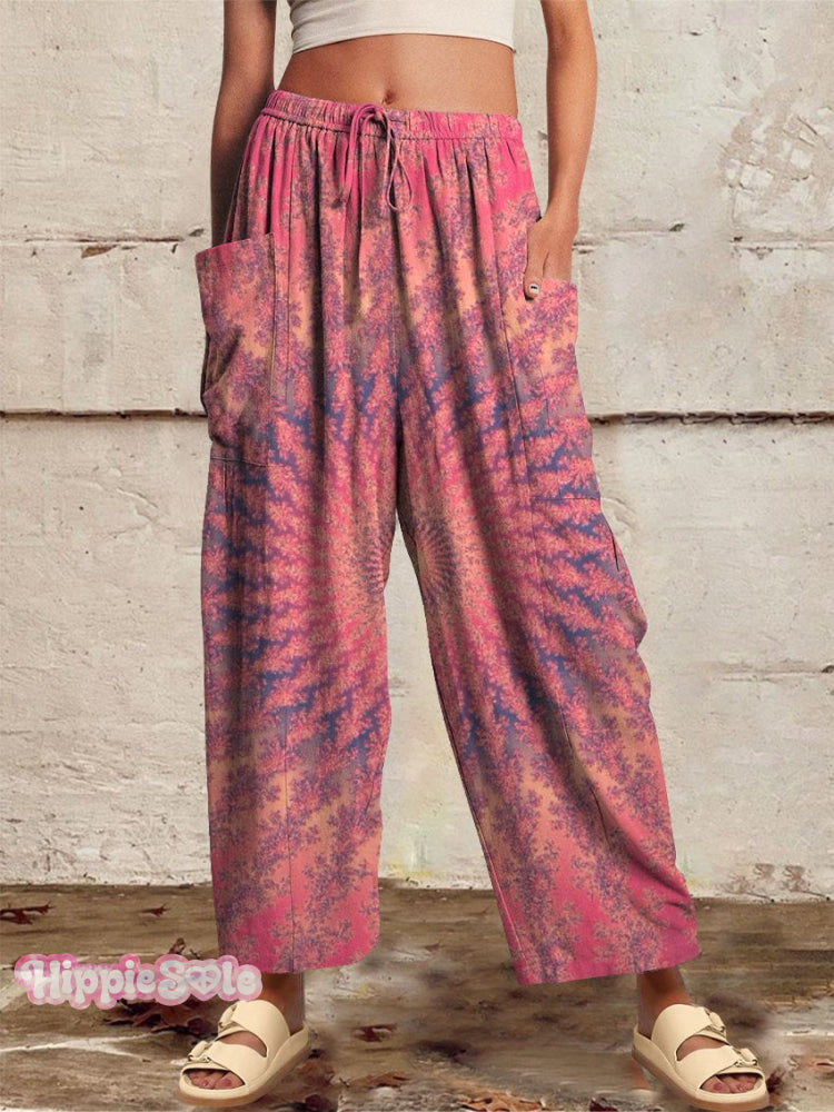 Women&rsquo;s Retro Kaleidoscope Printed Cotton And Linen Casual Pants Multicolor / S